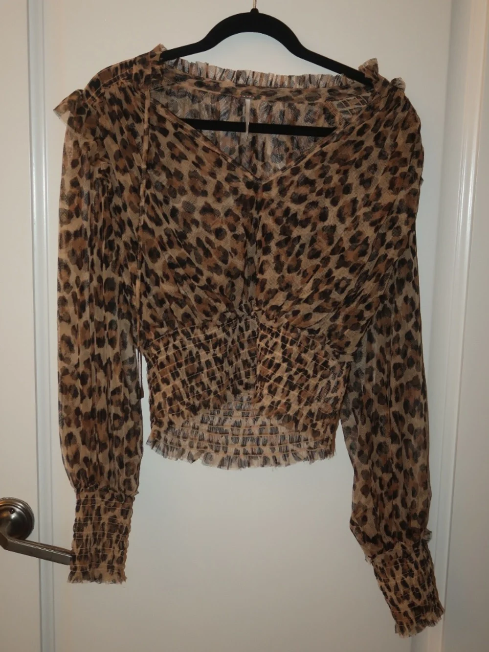 free people cheetah print sheer top